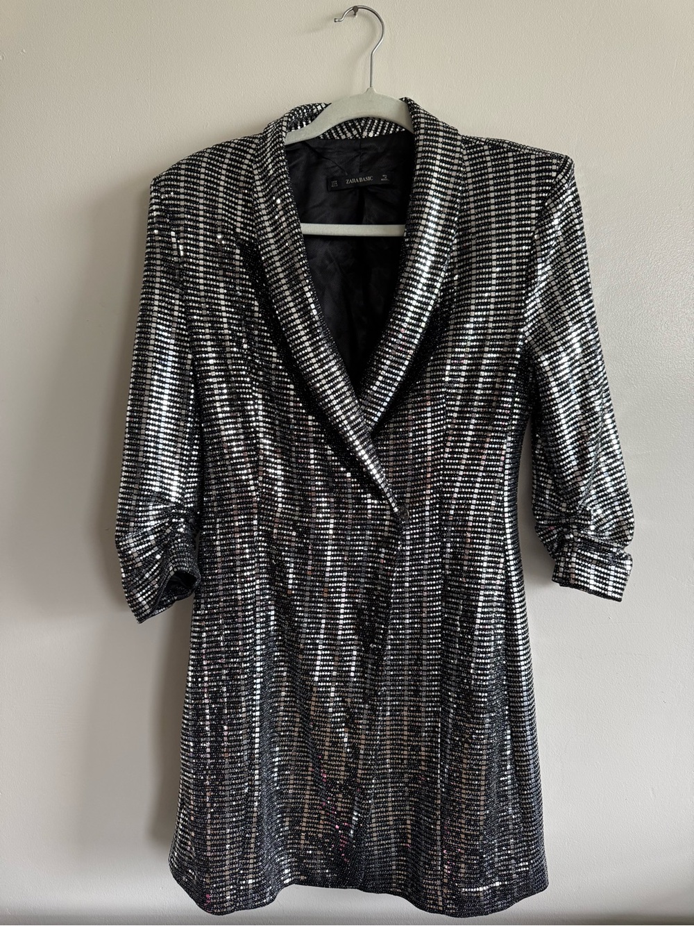 Zara Sequin Black & Silver Blazer
